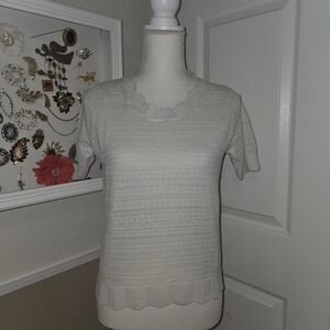 Women’s Cream Short Sleeve Knit Top